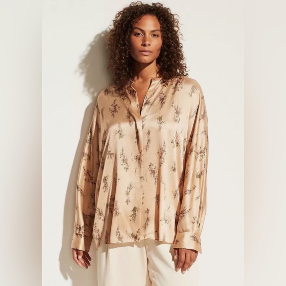 Vince silk “Wisteria” blouse in plus sizes